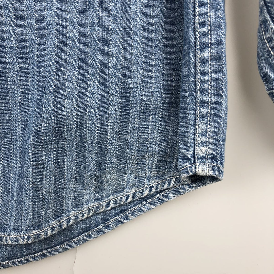 90'S Calvin Klein Jeans Striped Long Sleeve Denim Shirt, Men's Size L, Vintage cotton Blue type light blue Vintage Second Hand