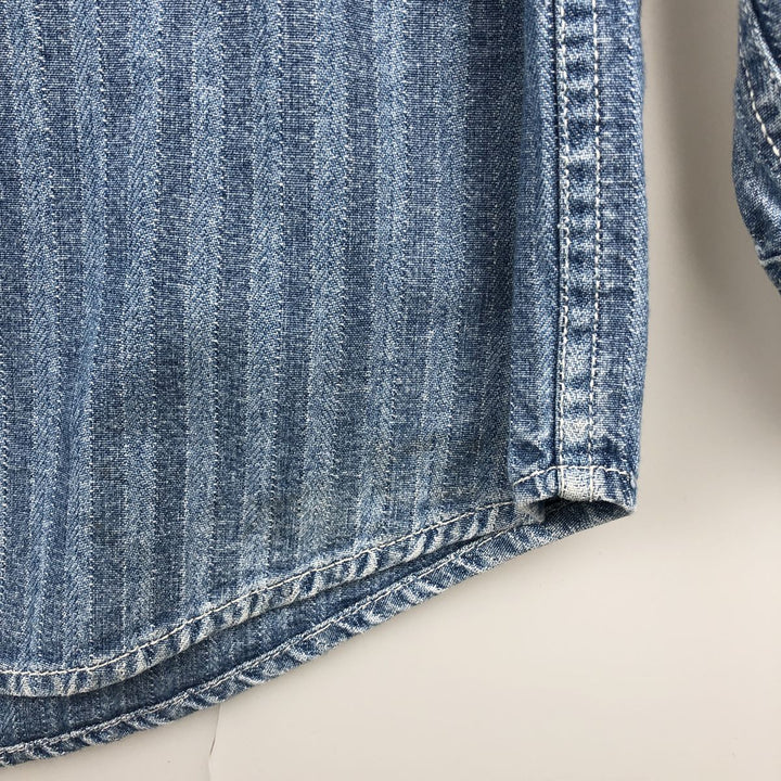 90'S Calvin Klein Jeans Striped Long Sleeve Denim Shirt, Men's Size L, Vintage cotton Blue type light blue Vintage Second Hand