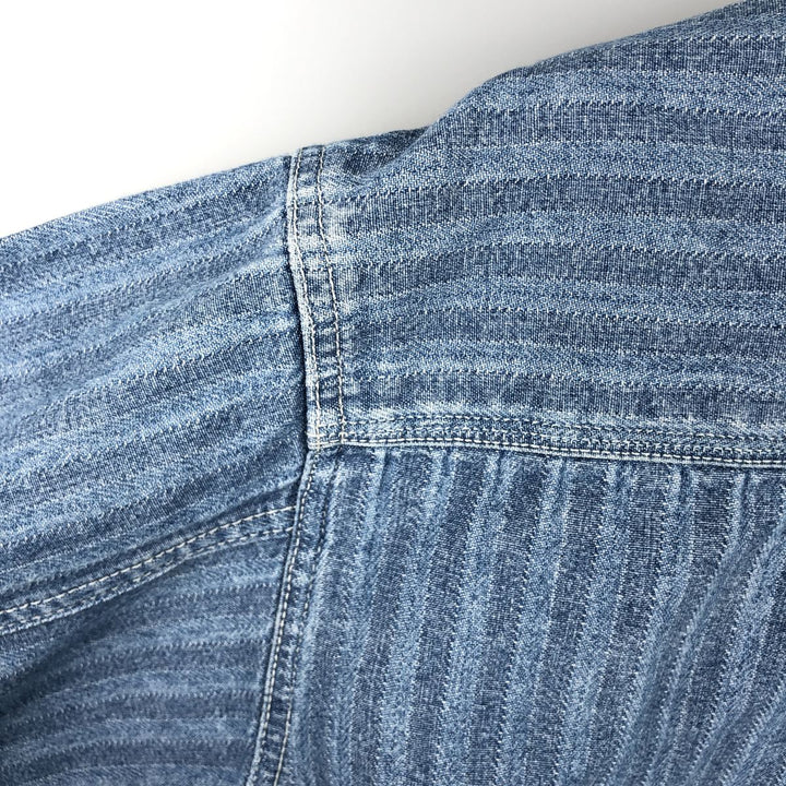 90'S Calvin Klein Jeans Striped Long Sleeve Denim Shirt, Men's Size L, Vintage cotton Blue type light blue Vintage Second Hand