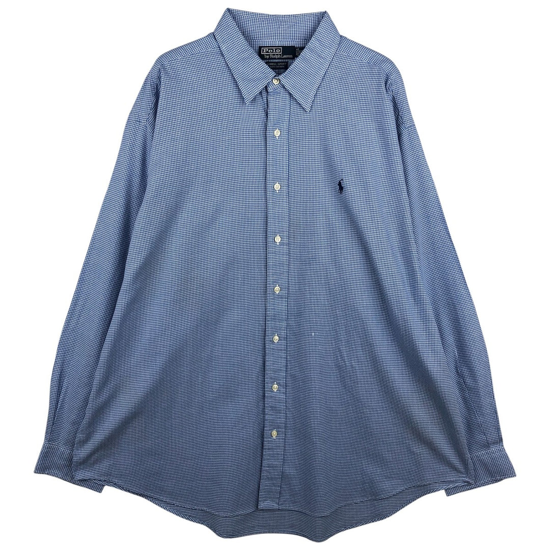 Ralph Lauren POLO by Ralph Lauren LOWELL SPORT gingham check long-sleeve button-down check shirt, men's size XXL cotton blue type Vintage Second Hand