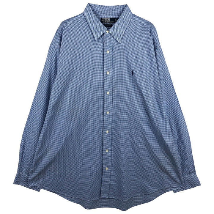 Ralph Lauren POLO by Ralph Lauren LOWELL SPORT gingham check long-sleeve button-down check shirt, men's size XXL cotton blue type Vintage Second Hand