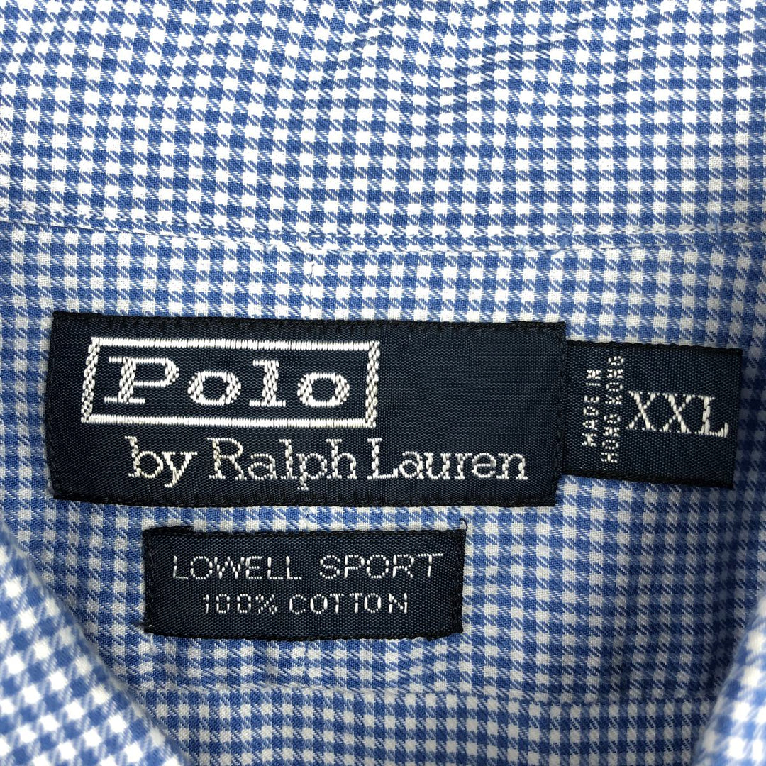Ralph Lauren POLO by Ralph Lauren LOWELL SPORT gingham check long-sleeve button-down check shirt, men's size XXL cotton blue type Vintage Second Hand