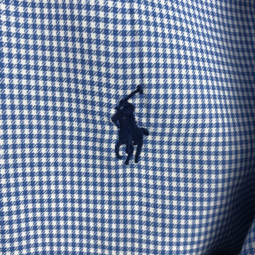Ralph Lauren POLO by Ralph Lauren LOWELL SPORT gingham check long-sleeve button-down check shirt, men's size XXL cotton blue type Vintage Second Hand