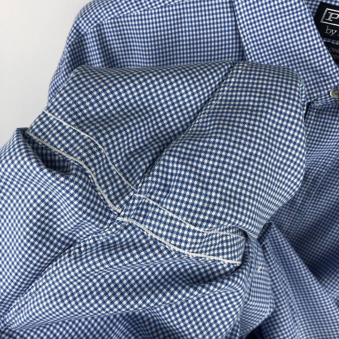 Ralph Lauren POLO by Ralph Lauren LOWELL SPORT gingham check long-sleeve button-down check shirt, men's size XXL cotton blue type Vintage Second Hand