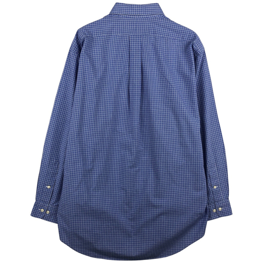Ralph Lauren YARMOUTH Long Sleeve Button-Down Check Shirt, Men's Size L cotton blue type Vintage Second Hand