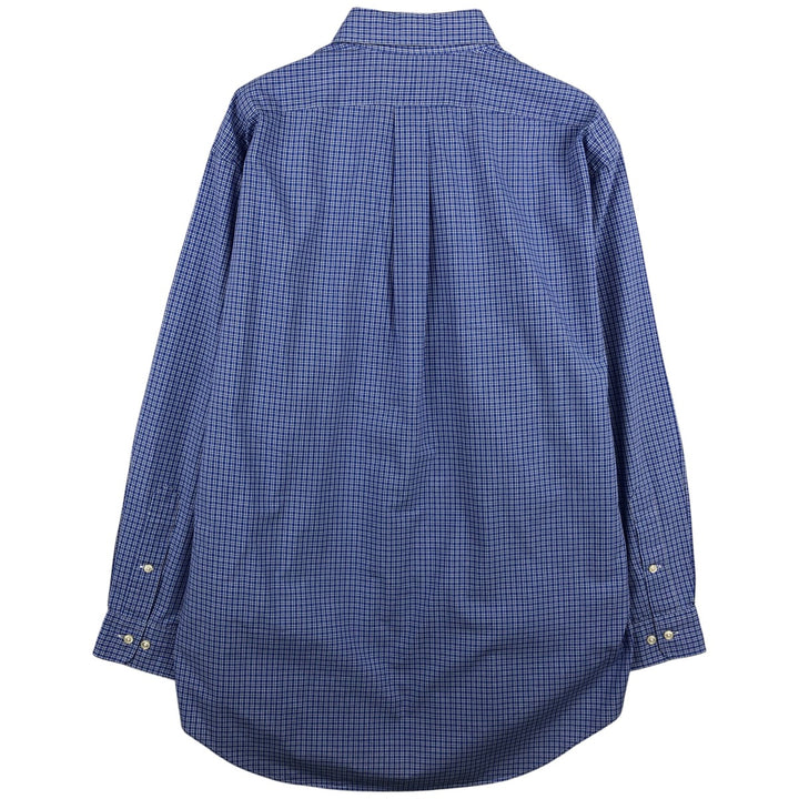 Ralph Lauren YARMOUTH Long Sleeve Button-Down Check Shirt, Men's Size L cotton blue type Vintage Second Hand