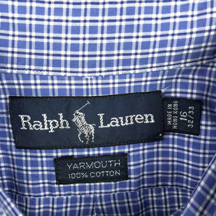 Ralph Lauren YARMOUTH Long Sleeve Button-Down Check Shirt, Men's Size L cotton blue type Vintage Second Hand