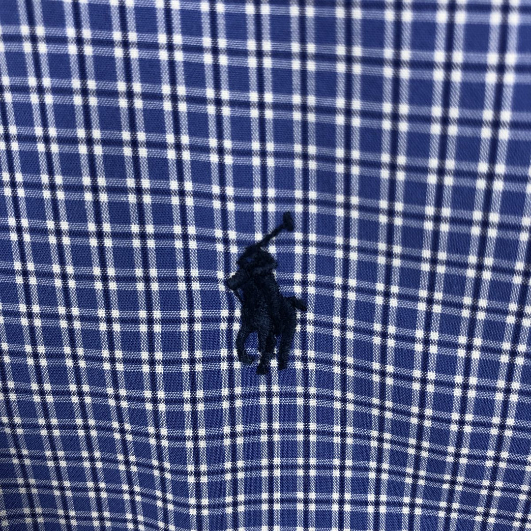 Ralph Lauren YARMOUTH Long Sleeve Button-Down Check Shirt, Men's Size L cotton blue type Vintage Second Hand