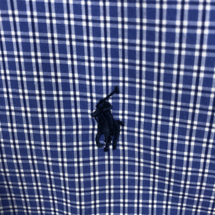 Ralph Lauren YARMOUTH Long Sleeve Button-Down Check Shirt, Men's Size L cotton blue type Vintage Second Hand