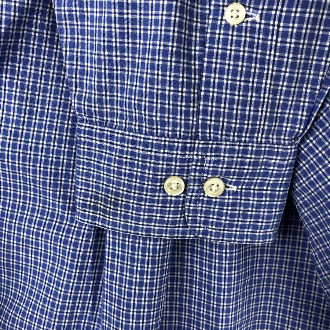 Ralph Lauren YARMOUTH Long Sleeve Button-Down Check Shirt, Men's Size L cotton blue type Vintage Second Hand