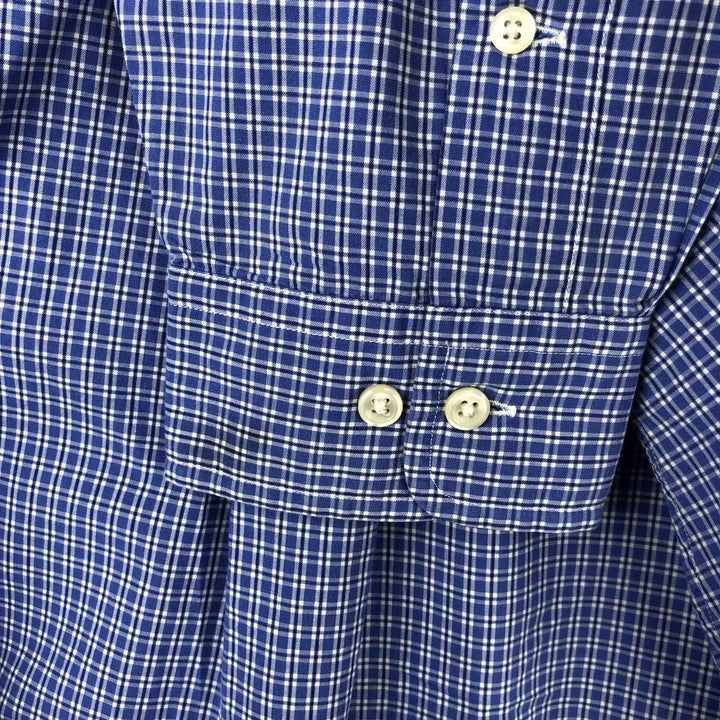 Ralph Lauren YARMOUTH Long Sleeve Button-Down Check Shirt, Men's Size L cotton blue type Vintage Second Hand