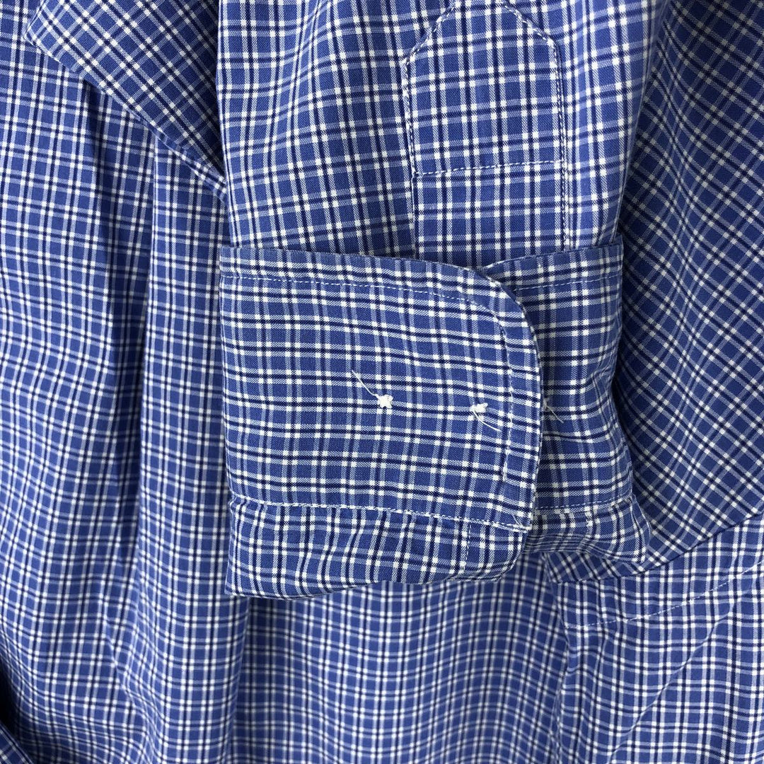 Ralph Lauren YARMOUTH Long Sleeve Button-Down Check Shirt, Men's Size L cotton blue type Vintage Second Hand