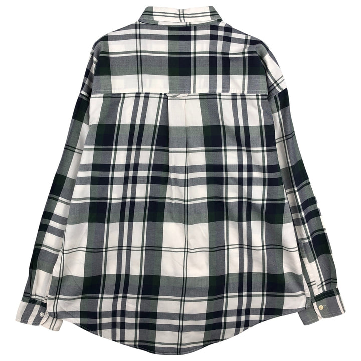 Ralph Lauren Chaps long-sleeved button-down check shirt, men's size XL cotton navy blue type Vintage Second Hand