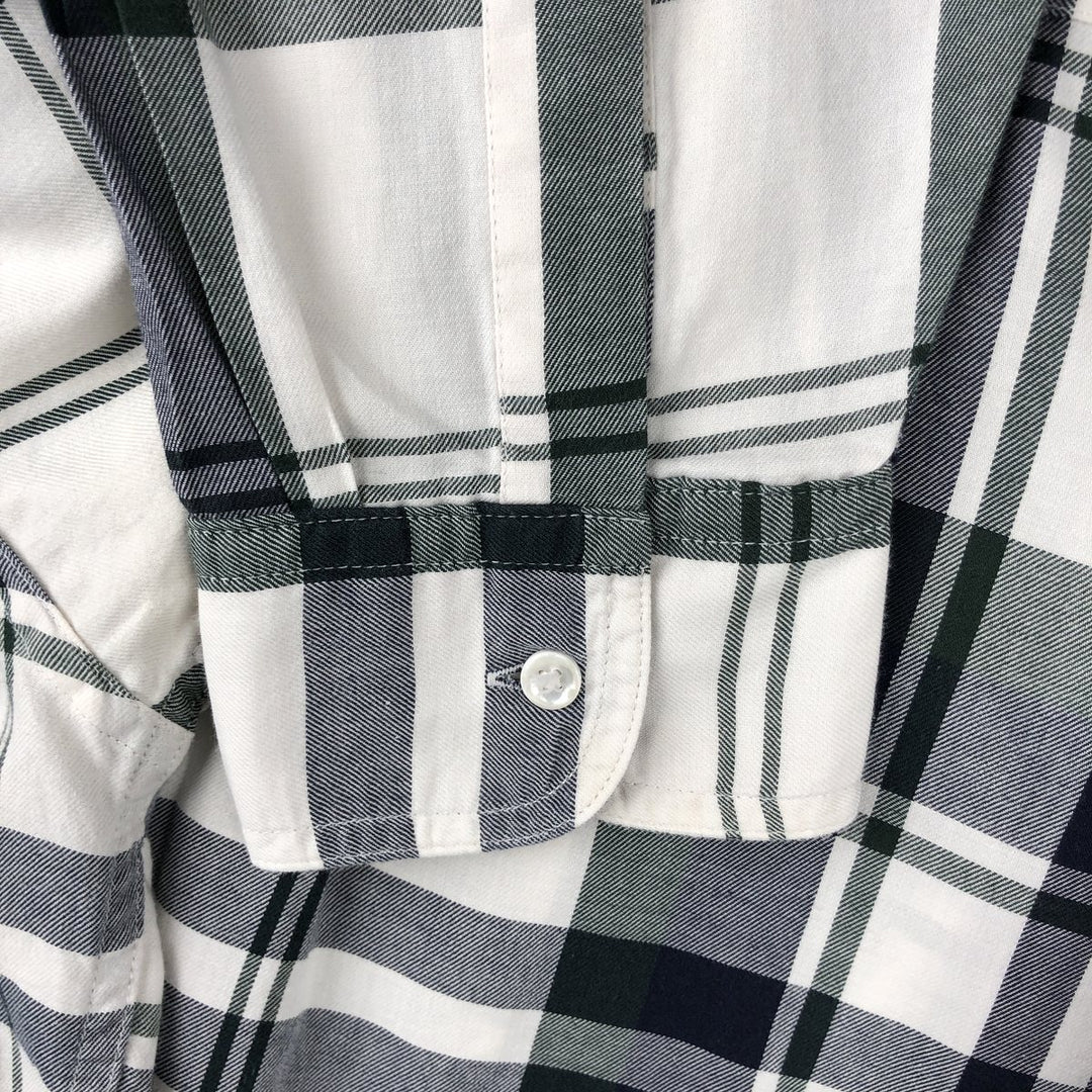 Ralph Lauren Chaps long-sleeved button-down check shirt, men's size XL cotton navy blue type Vintage Second Hand