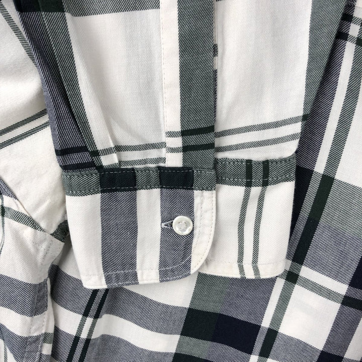 Ralph Lauren Chaps long-sleeved button-down check shirt, men's size XL cotton navy blue type Vintage Second Hand