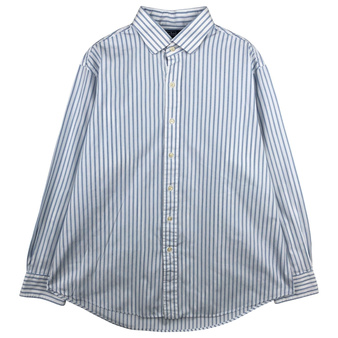 Ralph Lauren REGENT CUSTOM FIT long-sleeved cotton striped shirt, men's XL cotton white type Vintage Second Hand