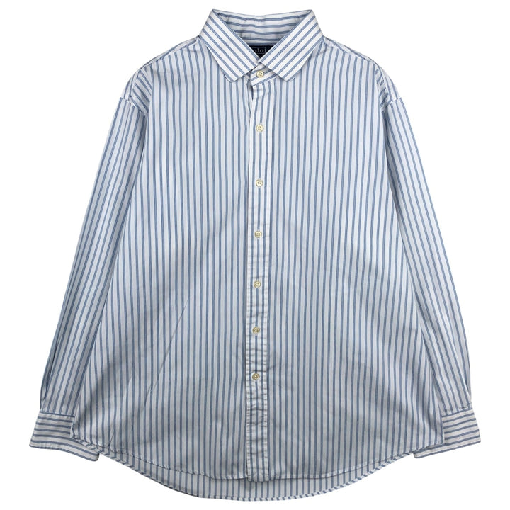 Ralph Lauren REGENT CUSTOM FIT long-sleeved cotton striped shirt, men's XL cotton white type Vintage Second Hand