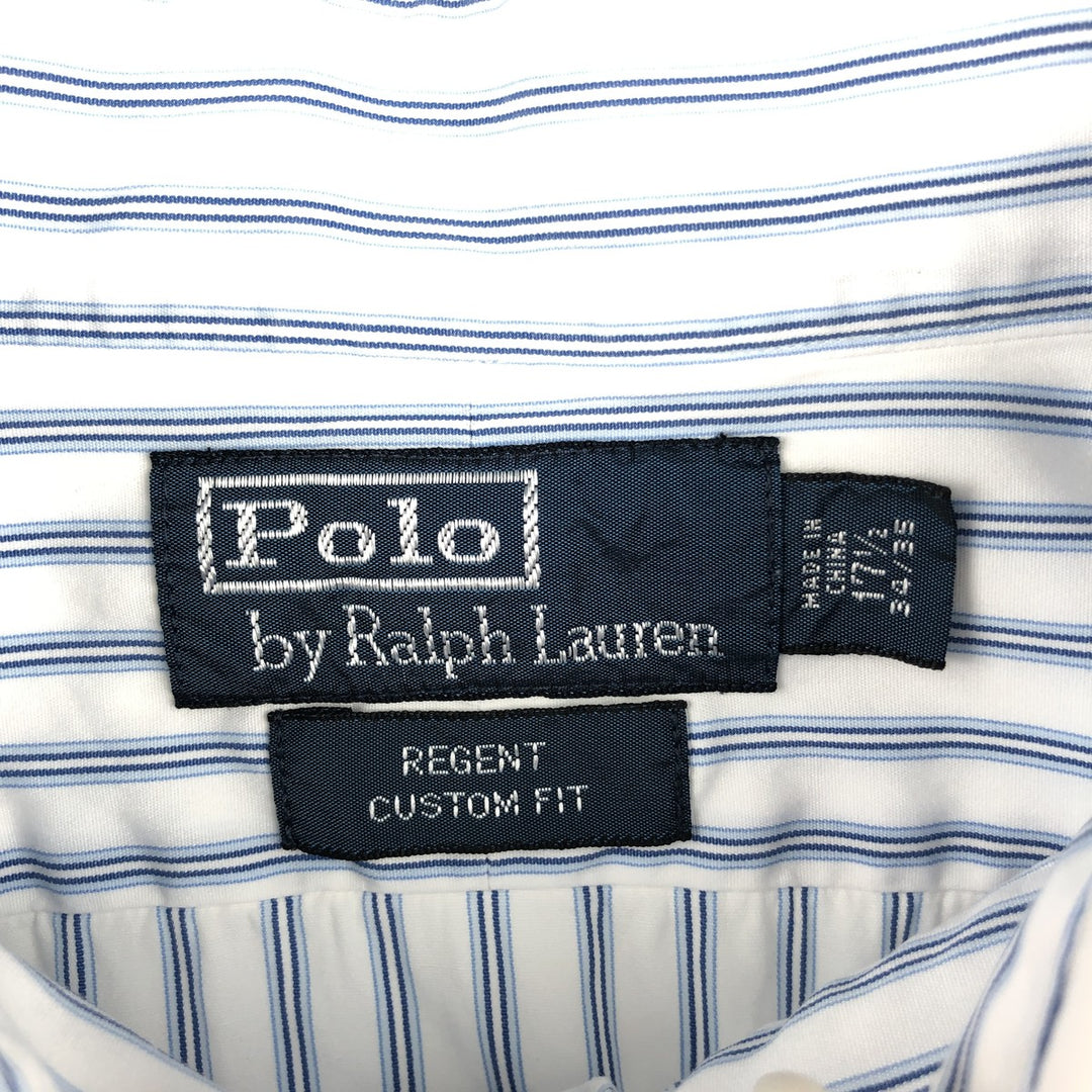 Ralph Lauren REGENT CUSTOM FIT long-sleeved cotton striped shirt, men's XL cotton white type Vintage Second Hand