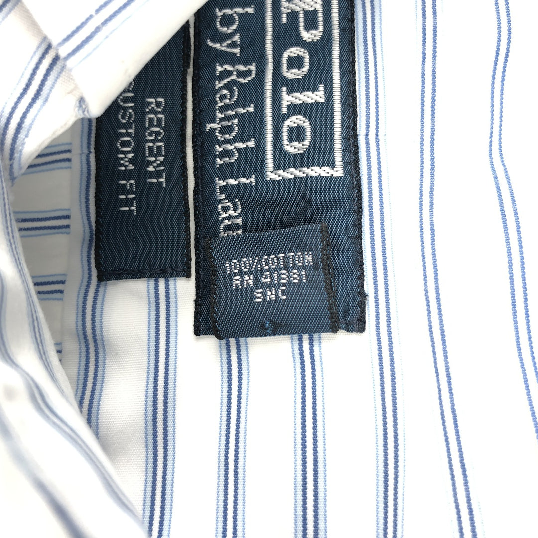 Ralph Lauren REGENT CUSTOM FIT long-sleeved cotton striped shirt, men's XL cotton white type Vintage Second Hand