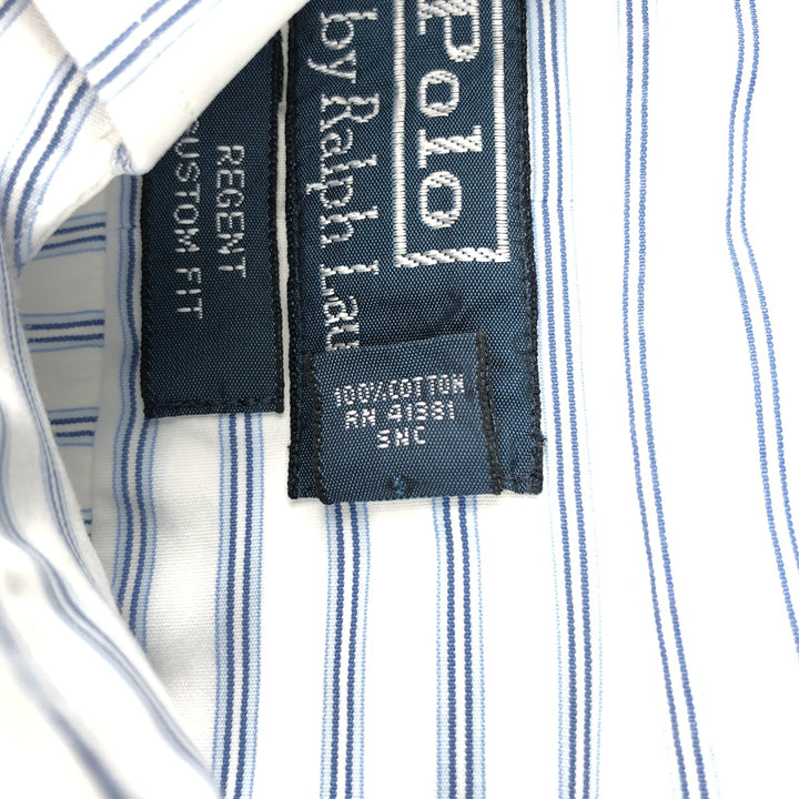 Ralph Lauren REGENT CUSTOM FIT long-sleeved cotton striped shirt, men's XL cotton white type Vintage Second Hand
