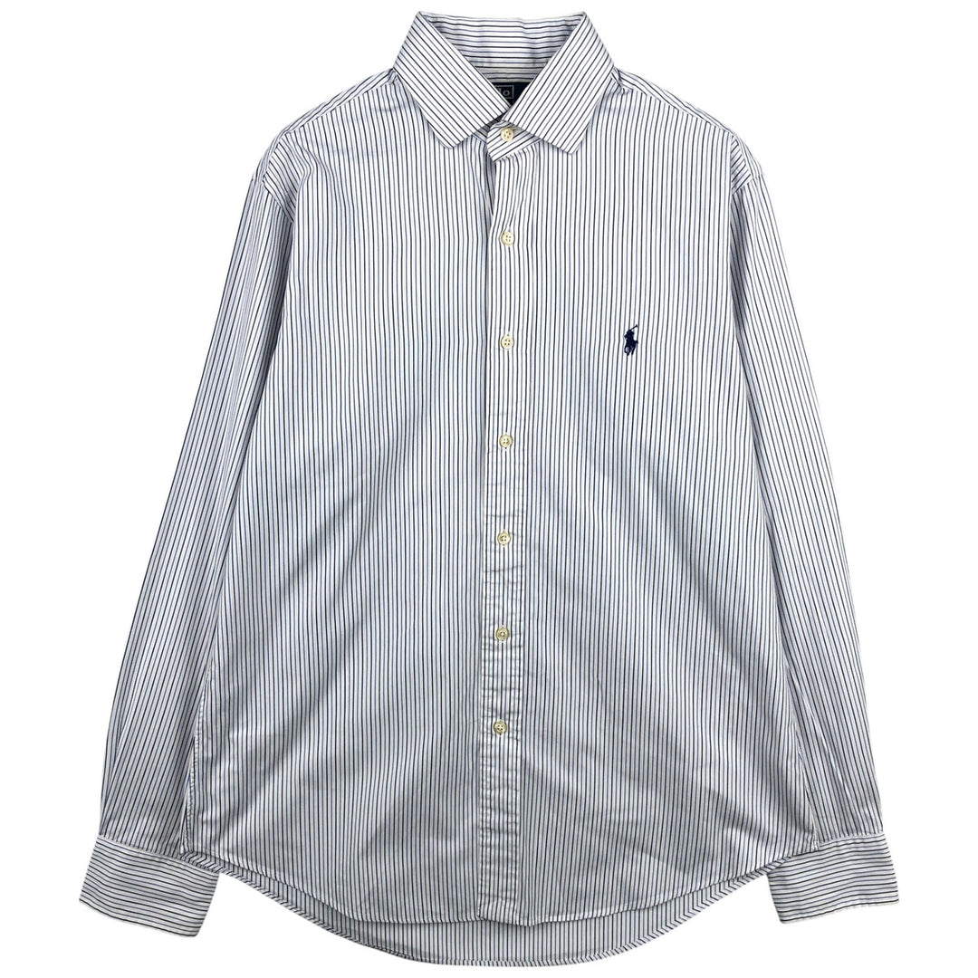 Ralph Lauren POLO by Ralph Lauren CUSTOM FIT DRESS SHIRT, long-sleeved cotton striped shirt, men's size L cotton white type Vintage Second Hand