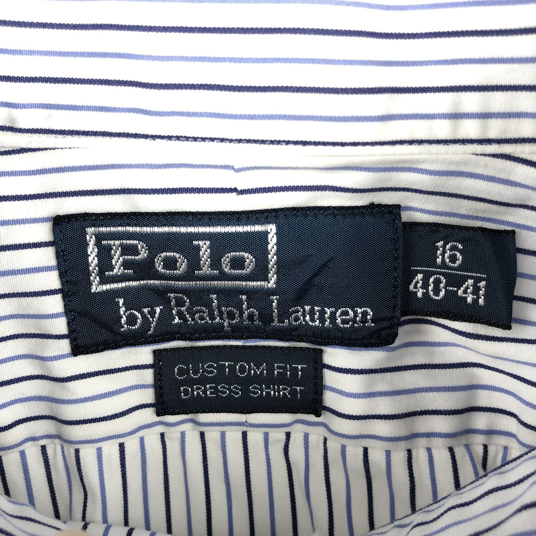 Ralph Lauren POLO by Ralph Lauren CUSTOM FIT DRESS SHIRT, long-sleeved cotton striped shirt, men's size L cotton white type Vintage Second Hand