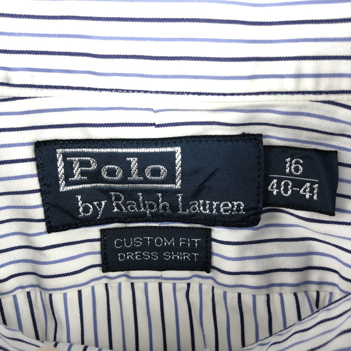 Ralph Lauren POLO by Ralph Lauren CUSTOM FIT DRESS SHIRT, long-sleeved cotton striped shirt, men's size L cotton white type Vintage Second Hand
