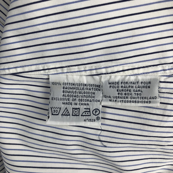 Ralph Lauren POLO by Ralph Lauren CUSTOM FIT DRESS SHIRT, long-sleeved cotton striped shirt, men's size L cotton white type Vintage Second Hand