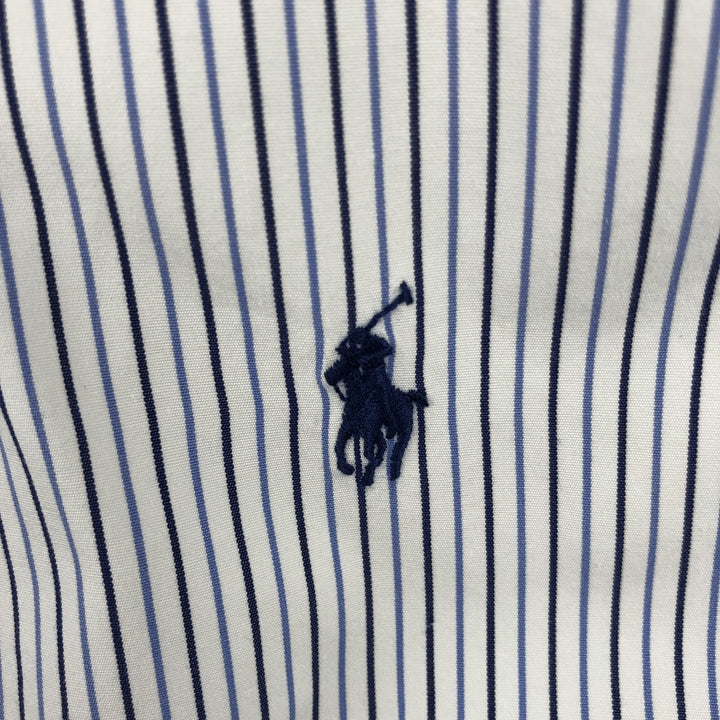 Ralph Lauren POLO by Ralph Lauren CUSTOM FIT DRESS SHIRT, long-sleeved cotton striped shirt, men's size L cotton white type Vintage Second Hand