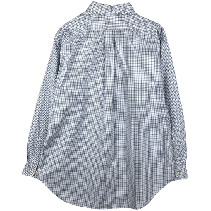 Ralph Lauren Classic Fit Long Sleeve Button Down Check Shirt, Men's Size L cotton navy blue type Vintage Second Hand