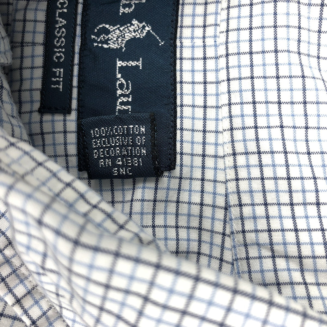 Ralph Lauren Classic Fit Long Sleeve Button Down Check Shirt, Men's Size L cotton navy blue type Vintage Second Hand
