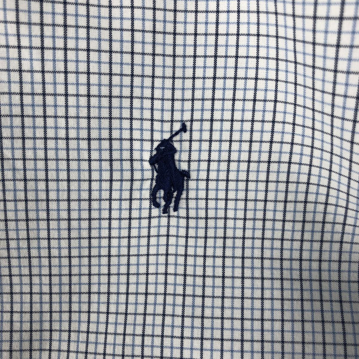 Ralph Lauren Classic Fit Long Sleeve Button Down Check Shirt, Men's Size L cotton navy blue type Vintage Second Hand