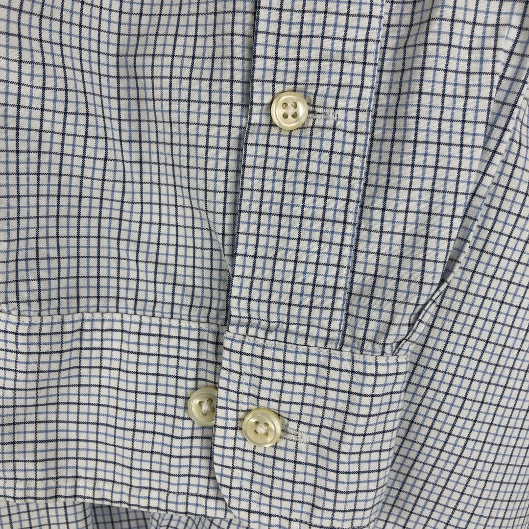 Ralph Lauren Classic Fit Long Sleeve Button Down Check Shirt, Men's Size L cotton navy blue type Vintage Second Hand