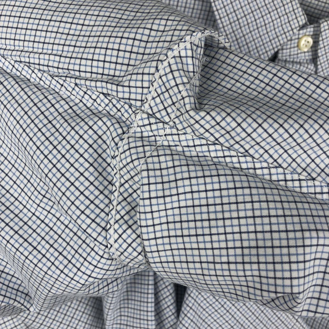 Ralph Lauren Classic Fit Long Sleeve Button Down Check Shirt, Men's Size L cotton navy blue type Vintage Second Hand