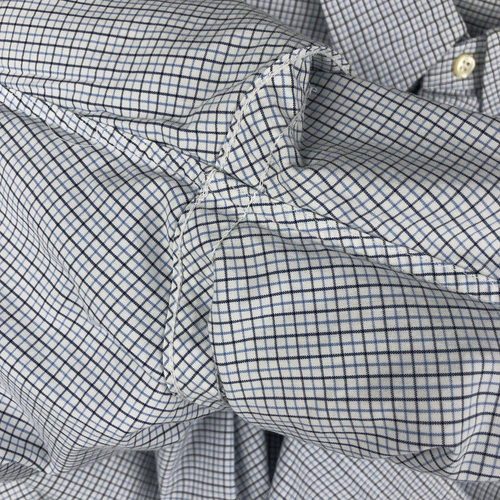 Ralph Lauren Classic Fit Long Sleeve Button Down Check Shirt, Men's Size L cotton navy blue type Vintage Second Hand