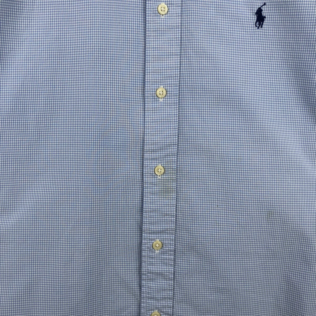 Ralph Lauren Classic Fit Gingham Check Long Sleeve Button Down Check Shirt Men's XL cotton Blue type light blue Vintage Second Hand