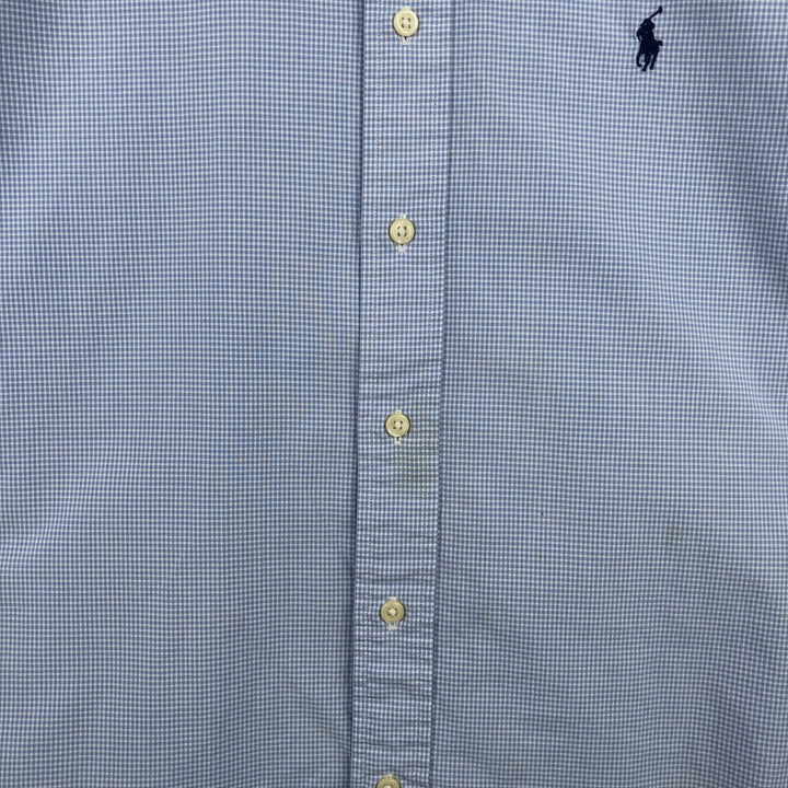 Ralph Lauren Classic Fit Gingham Check Long Sleeve Button Down Check Shirt Men's XL cotton Blue type light blue Vintage Second Hand