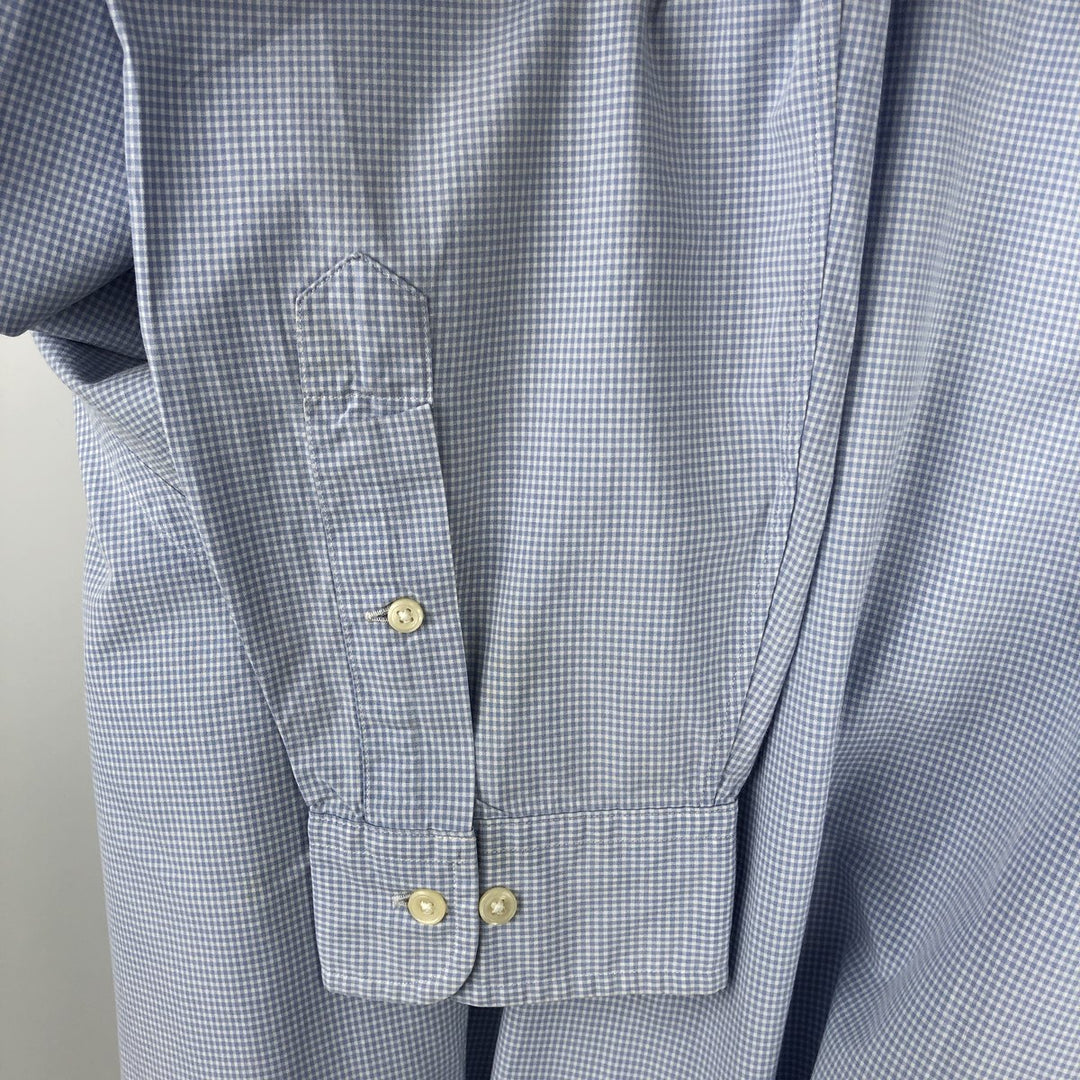Ralph Lauren Classic Fit Gingham Check Long Sleeve Button Down Check Shirt Men's XL cotton Blue type light blue Vintage Second Hand