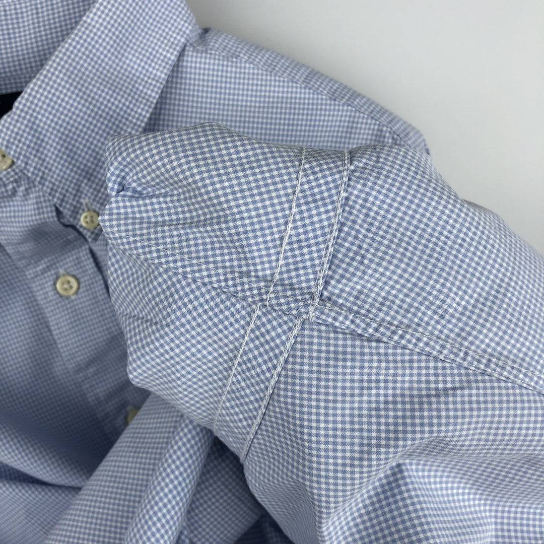 Ralph Lauren Classic Fit Gingham Check Long Sleeve Button Down Check Shirt Men's XL cotton Blue type light blue Vintage Second Hand