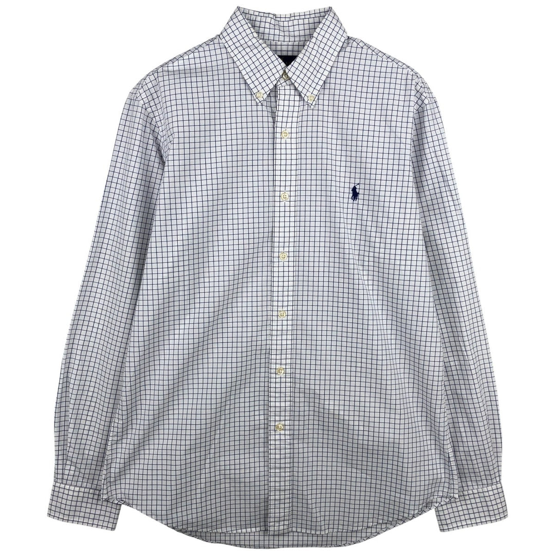 Ralph Lauren long sleeve button down check shirt, men's size M cotton white type Vintage Second Hand