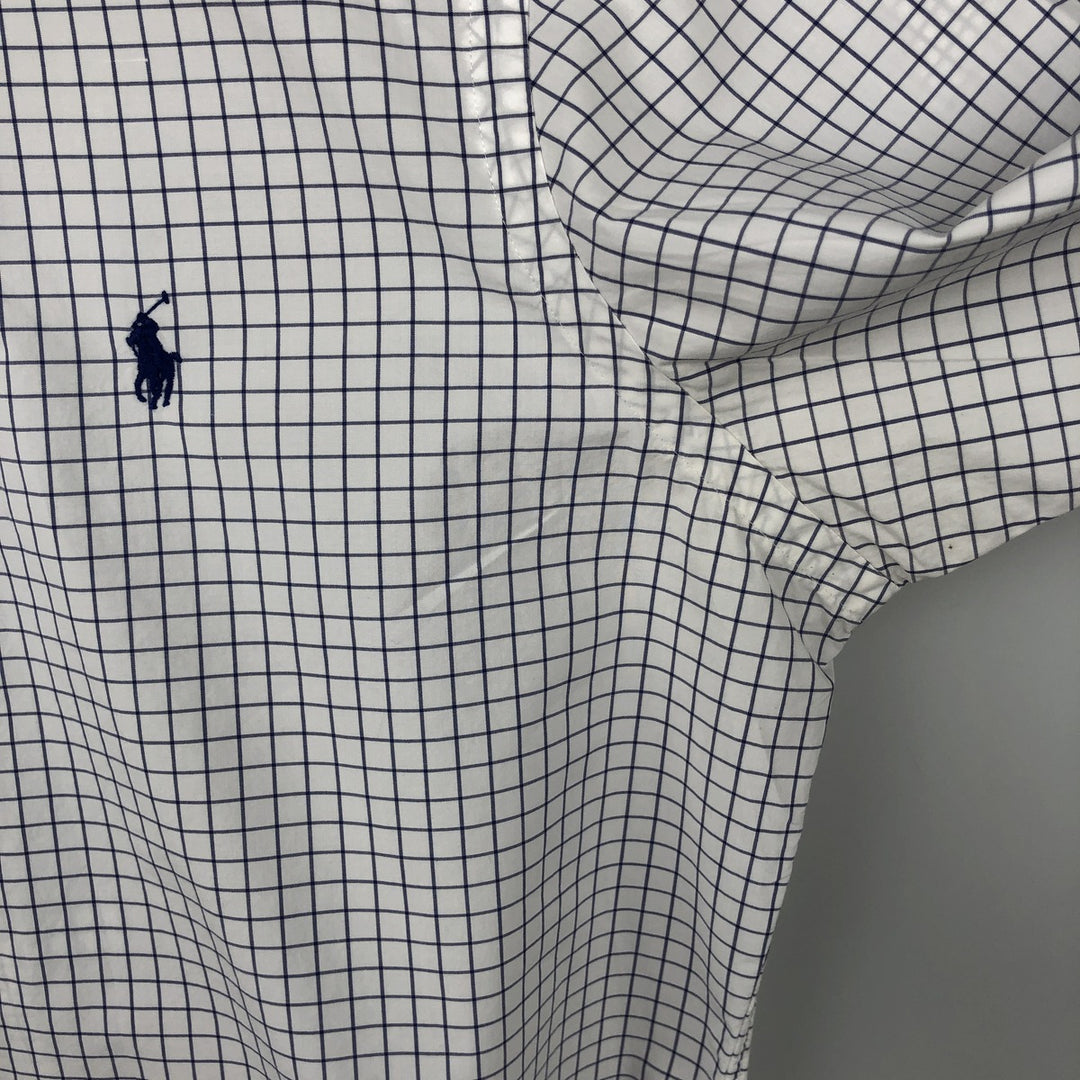 Ralph Lauren long sleeve button down check shirt, men's size M cotton white type Vintage Second Hand