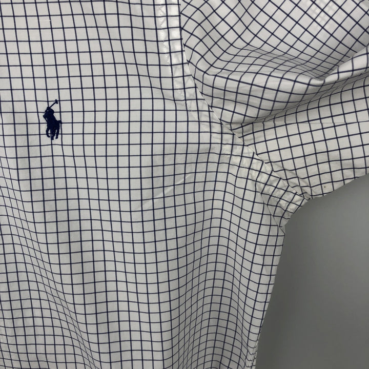 Ralph Lauren long sleeve button down check shirt, men's size M cotton white type Vintage Second Hand