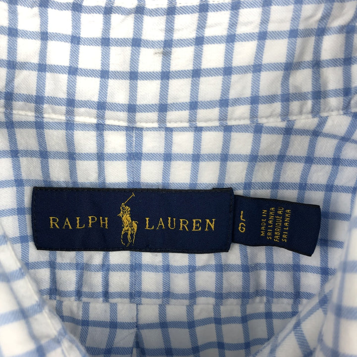 Ralph Lauren long sleeve button down check shirt, men's size L cotton white type Vintage Second Hand