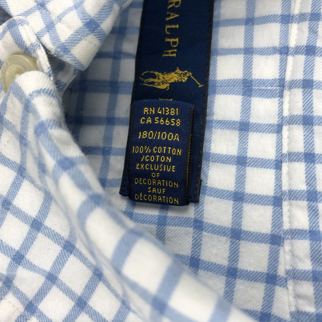 Ralph Lauren long sleeve button down check shirt, men's size L cotton white type Vintage Second Hand