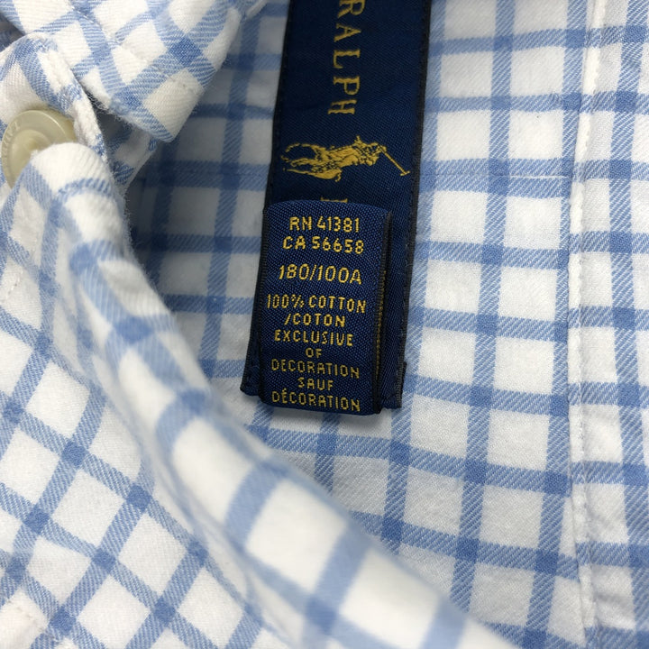 Ralph Lauren long sleeve button down check shirt, men's size L cotton white type Vintage Second Hand