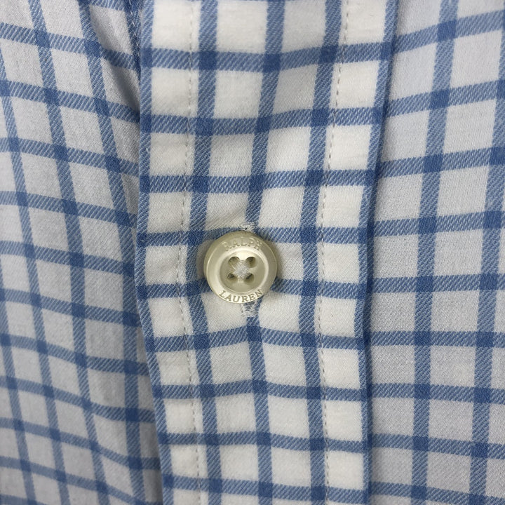 Ralph Lauren long sleeve button down check shirt, men's size L cotton white type Vintage Second Hand