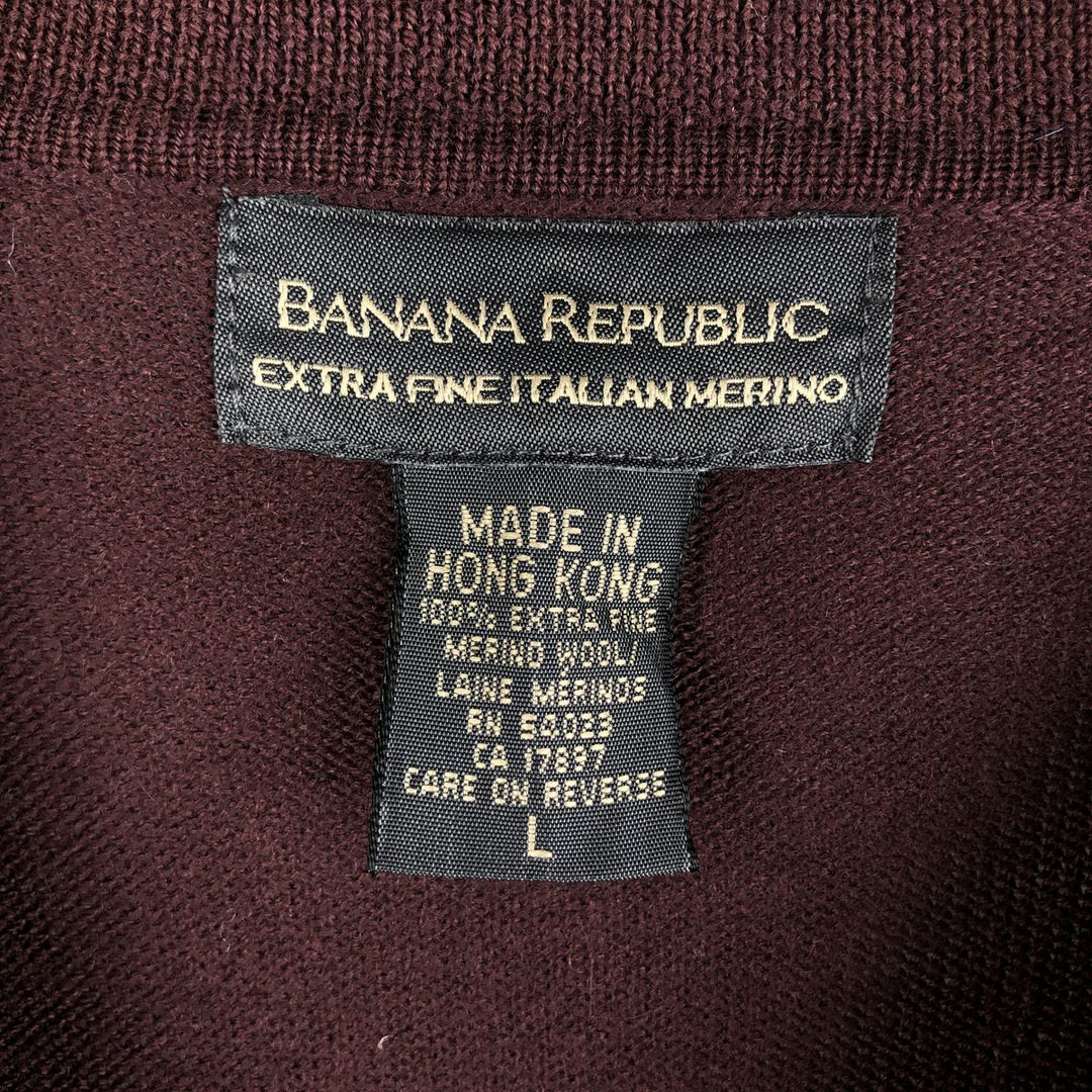 Banana Republic Polo Knit Sweater, Men's Size L Merino wool brown type Vintage Second Hand