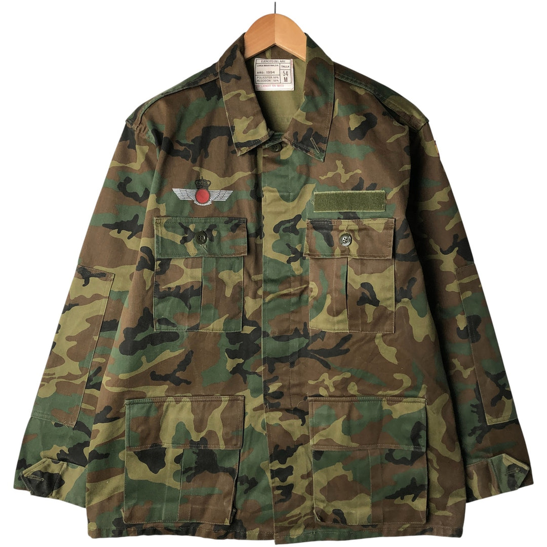 Vintage 1990'S Spanish Army LORCA INDUSTRIAL,SA Camouflage Pattern Military Field Jacket, Size 54 (M, Men's Size L) polyester Khaki type Vintage Second Hand