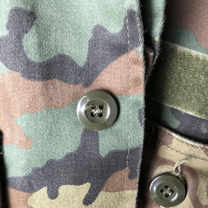 Vintage 1990'S Spanish Army LORCA INDUSTRIAL,SA Camouflage Pattern Military Field Jacket, Size 54 (M, Men's Size L) polyester Khaki type Vintage Second Hand