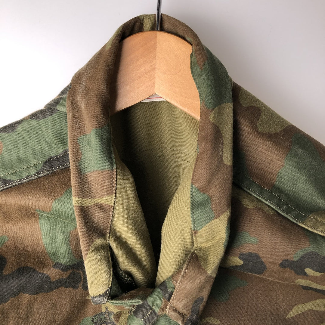 Vintage 1990'S Spanish Army LORCA INDUSTRIAL,SA Camouflage Pattern Military Field Jacket, Size 54 (M, Men's Size L) polyester Khaki type Vintage Second Hand